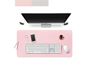 Lurowo Multifunctional Leather Computer Mouse Pad Office Writing Desk Mat Extended Gaming Mouse Pad, Non-Slip Waterproof Dual