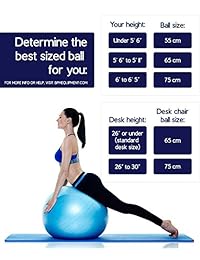 BPM Premium - Pelota de ejercicio con bomba y bola de masaje Guía de acceso al entrenamiento. Pelota de yoga, bola de estabilidad, silla de bola de oficina resistente. Antirrotura y extra grueso, soporta 2000 libras