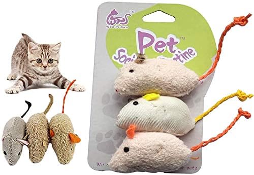 Lightton ネコおもちゃ ネズミ ペットおもちゃセット ペット玩具 運動不足解消 噛むおもちゃ 環境にやさしい素材 3個入り