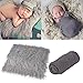 Aniwon 2Pcs Baby Photo Props Long Ripple Wraps DIY Blanket Newborn Wraps Photography Mat for Baby Boys and Girls (Grey & Dark Grey)