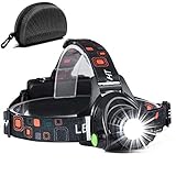LP014 Ultra Bright Headlamp Flashlight,3 Modes High Lumen IPX4 Waterproof Zoomable with18650 USB Rechargeable,Cree Led Head Light for Hiking Camping Hunting (Dark)