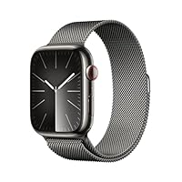 Apple Watch Series 9 [GPS + Cellular 45mm] Smartwatch with Graphite Stainless Steel Case with Graphite Milanese Loop. Fitness Tracker, Blood Oxygen & ECG Apps, Always-On Retina Display