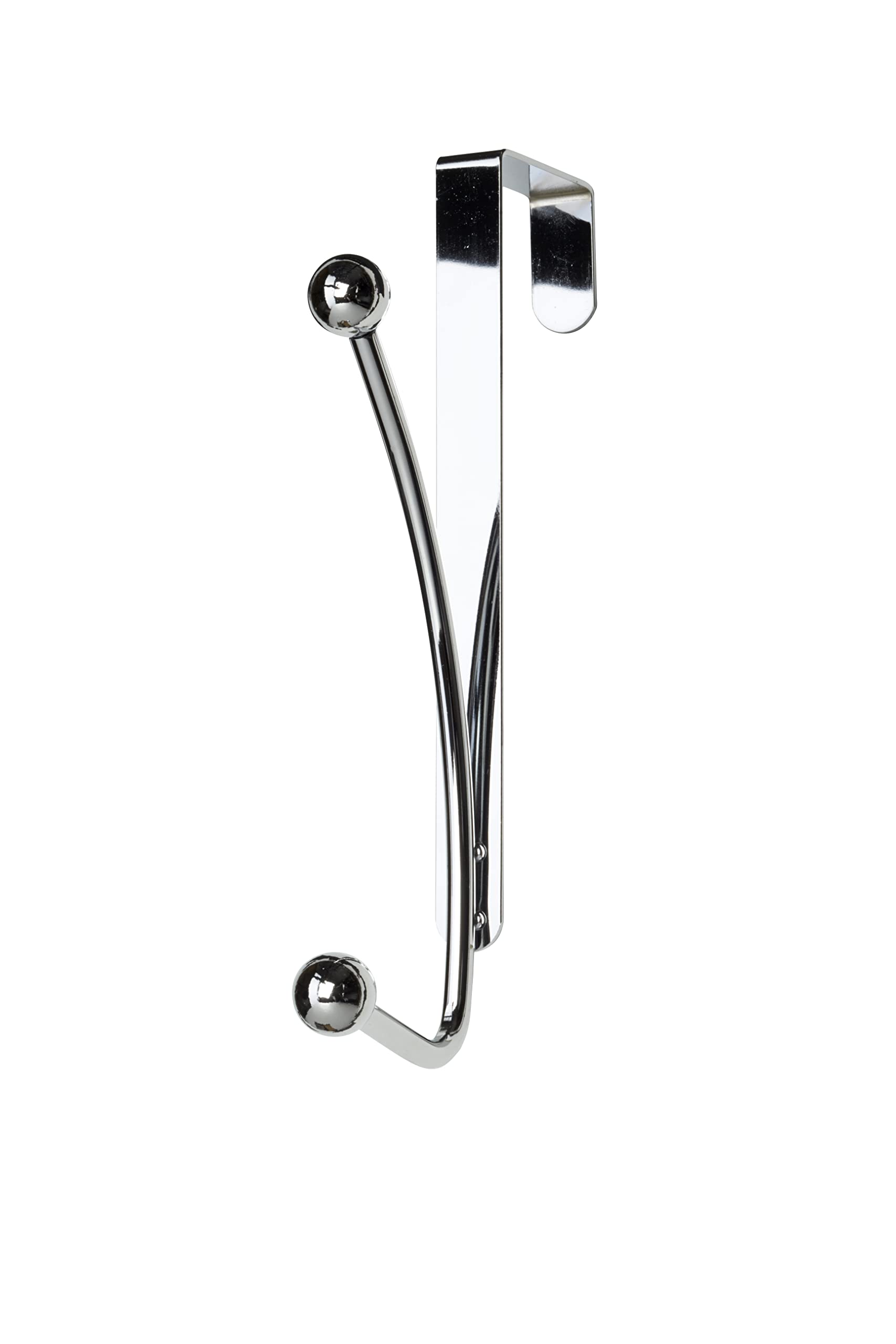 Croydex 2 Pack Over Door Robe Hooks - Chrome Door Hook, Easy to Install Door Hanger, Doors up to 40mm Wide, Five Year Rust-Free Guarantee, Bathroom or Bedroom