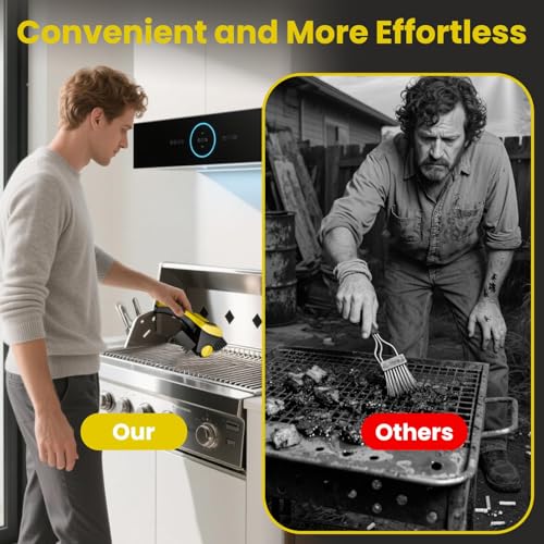 Electric Grill Brush for Outdoor, Cordless Rechargeable Automatic Grill Cleaner with Water & Cleaning Solution Tank, IPX7 Waterproof BBQ Grill Brush for Grill Grates