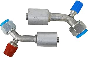 Wisepick Aluminium Air Conditioning AC Fitting Set #8 and #10 Female, O-Ring 45° 90° Degree R134a High & Low Pressure Valve (45° Degree)