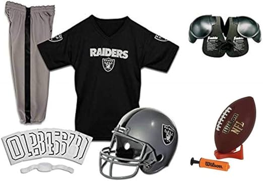 Amazon Com Franklin Nfl Raiders Youth Licensed Deluxe 9 Pc Uniform Set Small Home Kitchen