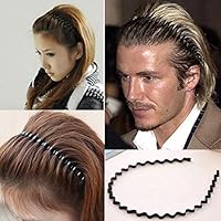 Oem Unisex Black Metal Comb Sports Band Long Hair Headband Black