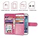 Xhorizon Leather Folio Case with Wristlet Lanyard, Card Slots and Magnetic Closure for Samsung Galaxy S4 (I9500) - Rose Red