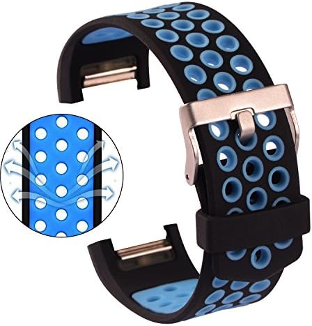 Fitbit Charge 2 Bands,Two-Tone Adjustable Replacement Sport Strap Bands for Fitbit Charge 2 Smartwatch Fitness Wristband (Black-Blue)