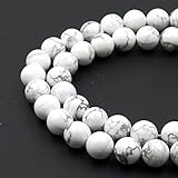 BRCbeads Natural White Howlite Gemstone Round Loose Beads 4mm Approxi 15.5 inch 88pcs 1 Strand per Bag for Jewelry Making