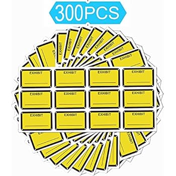 Amazon.com : Exhibit Stickers 1X1.65 inch Plaintiff's Yellow Defendant ...