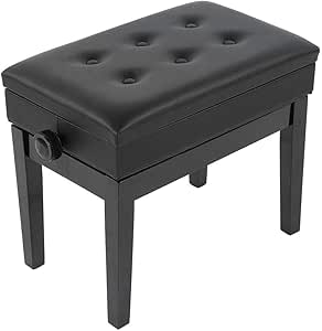 Taburete para piano de madera maciza, altura regulable, asiento para