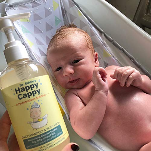 Dr. Eddie's Happy Cappy Daily Shampoo & Body Wash for Children, Soothes Dry, Itchy, Irritated, Sensitive Skin, Dermatologist Tested, Fragrance Free, Dye Free, Sulfate Free, 8 oz