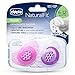 Chicco Flair Orthodontic BPA-Free Pacifier with Reusable Sterilizing Case, 2-Pack, Pink/Purple, 6-12m