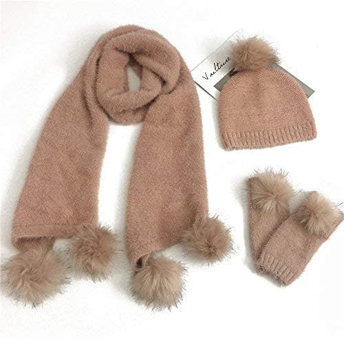 Ladies Knitting Crochet 3 Pcs Set Beanie Hat Scarf Gloves Women Sets Winter Gift