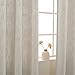 jinchan Burlap Linen Curtains for Living Room Light Filtering Farmhouse Curtains Grommet Top Window Curtain Panels for Bedroom Room 84 Inch Length 2 Panels Ivory