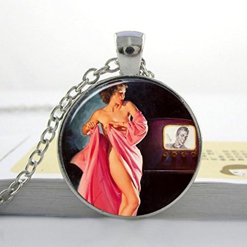 Pretty Lee 1Pc Vintage Style Sailor Military Sexy Bra Shoot An Arrow Skating Pin Up Girls Glass Dome Necklace