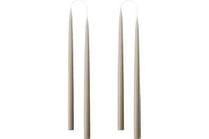 Kunstindustrien® Taper Candles – Set of 4, 13.8" – Made in Denmark, Long Burning Candles 15h, Unscented & Smokeless Candlesticks – Elegant Tall Candles for Weddings, Dinners & Home Decor (Linen)