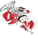Z249 Cute Betty Boop Sexy Kiss Lipstick Fashon Red Boot Charms Keychain