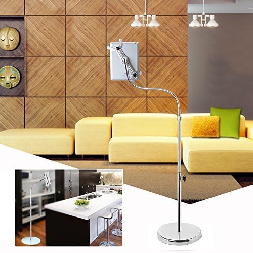 MocaTrend DUAL Function (Floor/Clamp) 360 Degree Rotating Tablet Stand for all Tablet PCs, iPads, iPad Mini, iPad Pro, Galaxy, Nexus, Xoom, Surface Pro, RCA, Nook, Fire, and e Readers (Chrome Base)