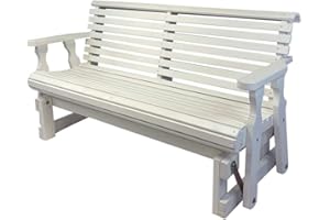 AMISH CASUAL Amish Heavy Duty 800 Lb Roll Back Pressure Treated Porch Glider (5 Foot, Semi-Solid White Stain)