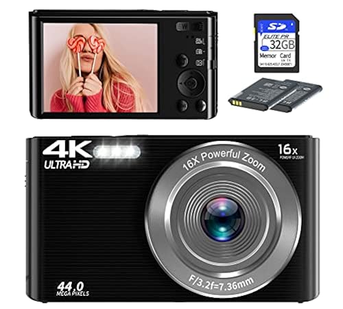 Saneen Digital Camera, 4K Cameras for Photography, 44MP Small