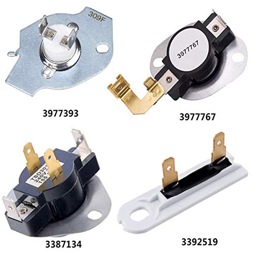 3387134 High-Limit Thermostat 3392519 Dryer Thermal Fuse 3977393 Thermal Cut-off Switch 3977767 Cycling Thermostat by Sumnew Tech Compatible with Whirlpool & Kenmore Clothes Dryers
