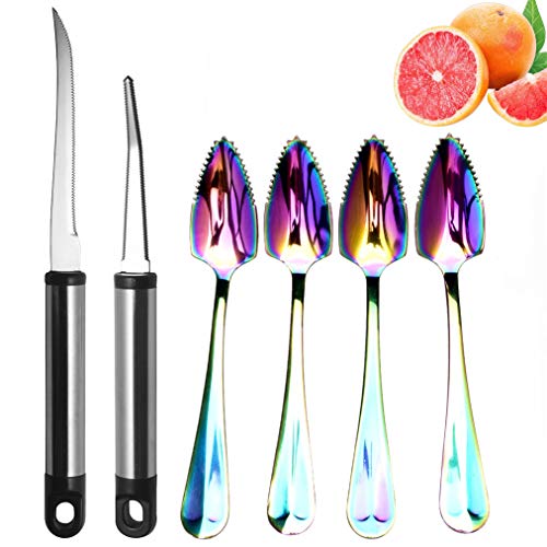Grapefruit Spoons Knives Utensils Set, 6 Pack Grapefruit Knives
