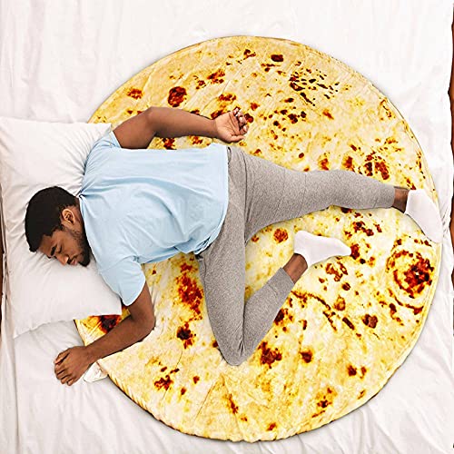 FANOYOL Burrito Tortilla Blanket, Ultra Soft Taco Flannel Throw Blanket, Novelty Round Realistic Food Double Sided Blanket for Adults Kids (70 inches)