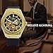 Caluxe Men's Automatic Mechanical Skeleton Self-Winding Wrist Watch with Silicone Black Strap