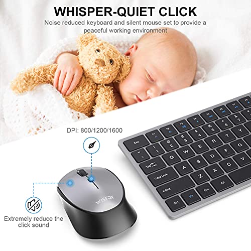WisFox Wireless Keyboard and Mouse, LagFree Ultra Slim Keyboard with