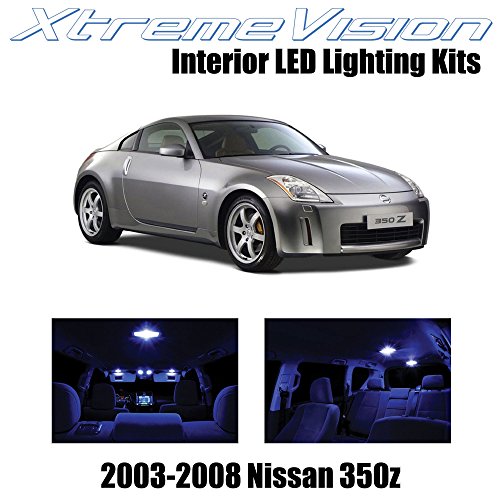 XtremeVision Nissan 350Z 2003-2008 (5 Pieces) Blue Premium Interior LED Kit Package + Installation Tool