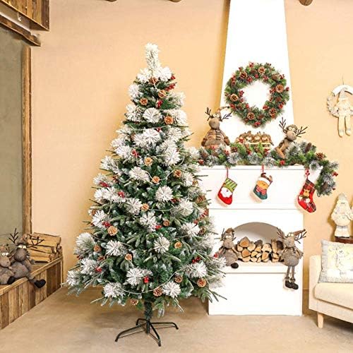 装飾されたクリスマスツリープレミアム人工植毛雪クリスマスツリーヒンジ付き環境に優しいpvcクリスマスパインツリー屋内屋外装飾用金属スタンド付き C7ft 210cm