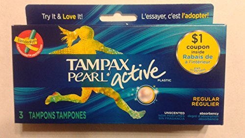 Tampax Pearl Active Regular Plastic Tampons, 3 Count