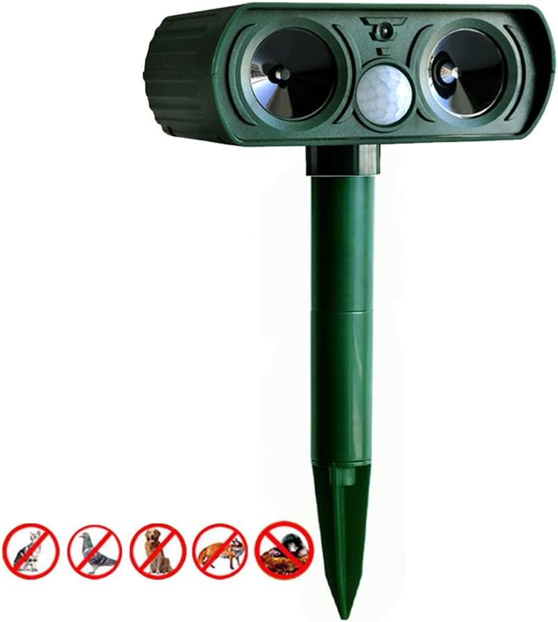 XEMQENER Cat Repellent, Garden Ultrasonic Solar Powered Animal Repeller Cat Dog Fox Pest Deterrent Waterproof Motion Activated Repellent