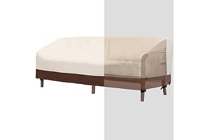 Tuyeho Patio Sofa Cover 78 x 38 x 30 inch, 600D Heavy Duty Outdoor 3 Seat Bench Loveseat Cover, Waterproof & Weather Resistant for Your Couch (Beige & Brown)