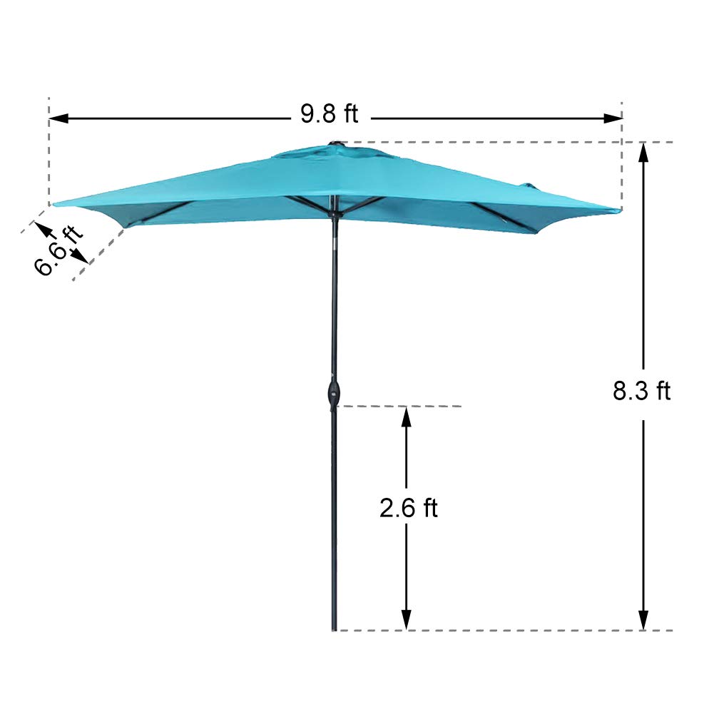 6 6 By 9 8 Ft Turquoise Abba Patio Rectangular Patio Umbrella Outdoor Market Table Umbrella With Push Button Tilt And Crank Umbrellas