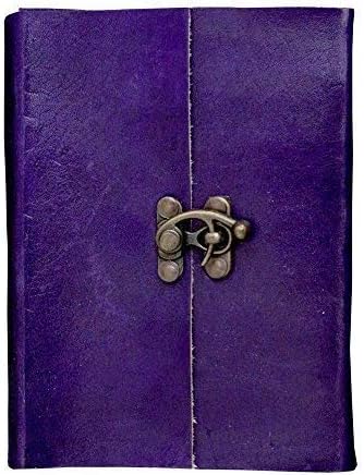 Skyland Pure Leather Notebook Diary/Journal with Metal Lock for Gift|Writing|Notes|6 4 1| Purple