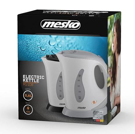 Mesko MS1236C Hervidor De Agua, 760 W, 0.6 litros, Plástico, Blanco/Negro: Amazon.es: Hogar