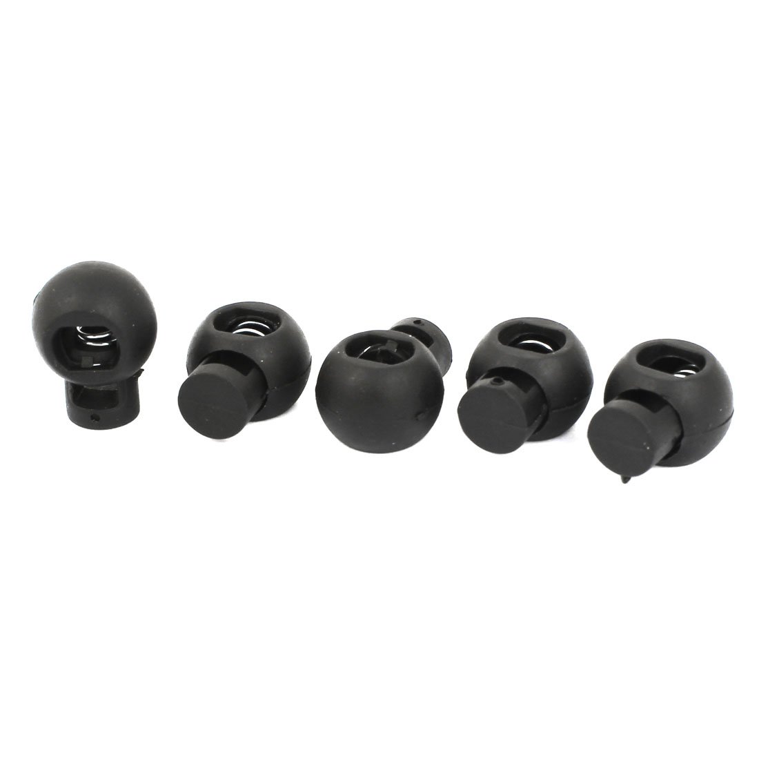sourcingmap Plastic Round Ball Toggle Clip Stopper Cord Locks Fastener 5 Pcs Black