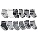 YIMALER 12-Pack Cotton Socks for Toddler Boys Girls Anti-slip Ankle Socks for Baby Walkers Non-skip Stretch Knit Stripes Star Assorted Cotton Socks with Grip for 16-36 Months