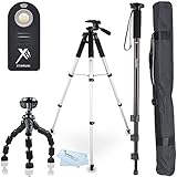 Triple Tripod Kit + RC-6 Wireless Shutter Release Remote Control For Canon EOS Rebel T5i, T4i, T3i, 5D, 7D, 7D Mark II, 6D, 60D, 70D DSLR Includes 57" Full Tripod + 67" Monopod + 10" Flexible Tripod