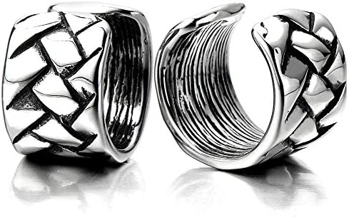 Pair of Vintage Ear Cuff Ear Clip Non-piercing Clip on Earrings for Men and Women Stainless Steel