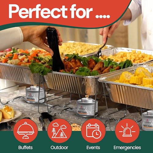 Caterpax - 24 Pack - 6 Hour Chafing Fuel Cans for Food Warmers & Chafing Buffet Trays – Odorless, Smokeless, Long Burn Wick, Easy Lighting, Liquid Fuel, Indoor Safe Buffet Fuel