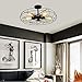 Lingkai Retro Industrial Ceiling Light Semi Flush Mount Vintage Close to Ceiling Light 5-Light Black Chandelier Hallway Foyer Pendant Light Fixture