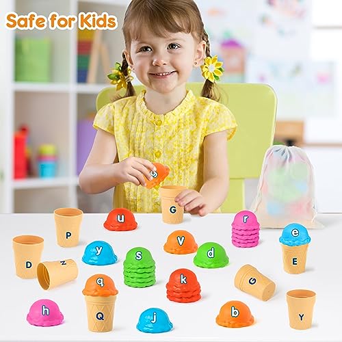 Shylizard alphabet ice cream toy set for kids age 2 3 4 5 color
