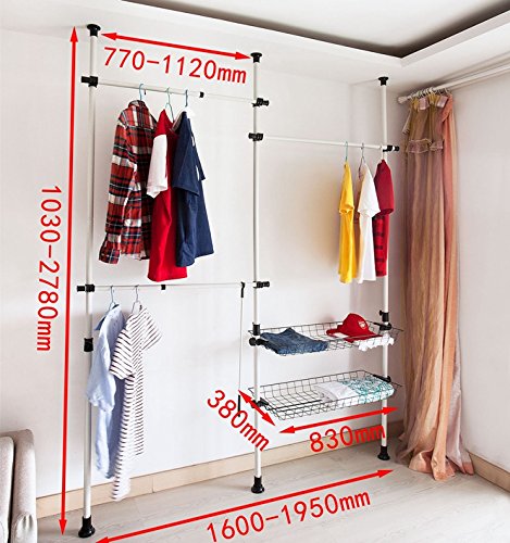 SoBuy Garment Rack, Freestanding Closet ,Clothes Drying Rack, Clothes Rack, Storage Shelving, FRG34