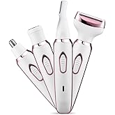Bikini Trimmer for Women, Electric Razor Hair Shaver for Face Nose Eyebrow Beard Mustache Arm Leg Armpit Bikini, Replaceable Lady Facial Razor, Painless Rechargeable 4 in 1 Women Body Shaver for Trip