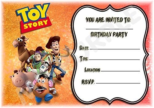 Disney Toy Story Birthday Party Invites - Jumping Landscape Design - Party Supplies / Accessories (Pack of 12 Invitations With Envelopes)