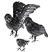 Prextex Halloween Decoration Lifelike Crow (3pcs) | Halloween Decorations Indoor&Outdoor | Gothic Black Decor Feathered Crows Decoy | Kitchen Home Office Desk Party Decor | Home Decor Art Bird Statue